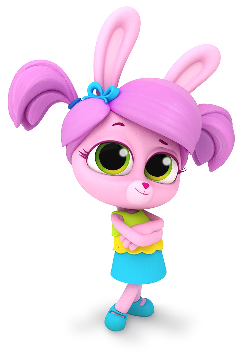 3D render of pink rabbit character